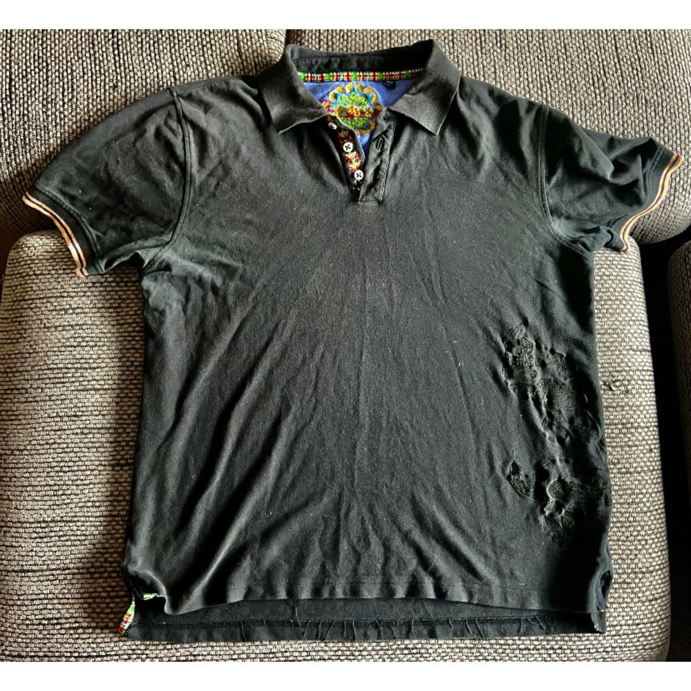 Robert Graham, Woman’s Sht-Slv Black Polo Shirt, Sz L